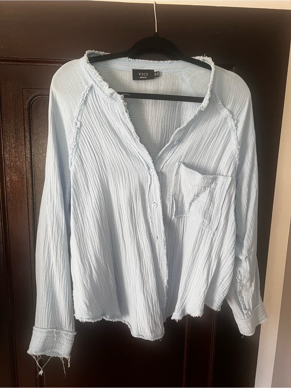 VICI Pale Blue Crinkled Button-Down Shirt